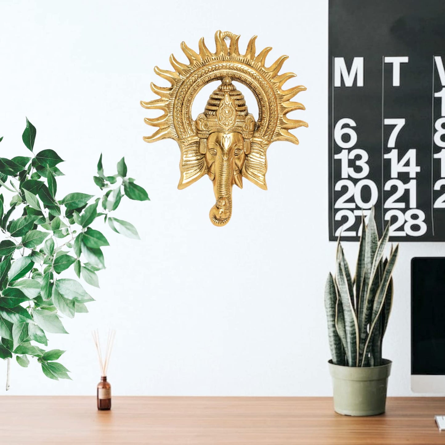 KridayKraft Metal Ganesha Ji Wall Hanging – Ganpati Sculpture for Home & Office Decor
