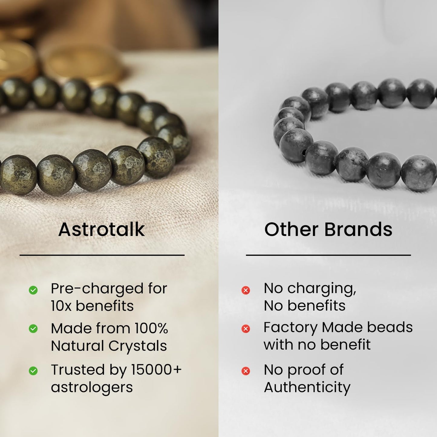 Astrotalk Raw Pyrite Bracelet with Certificate | Boost Confidence & Attract Wealth