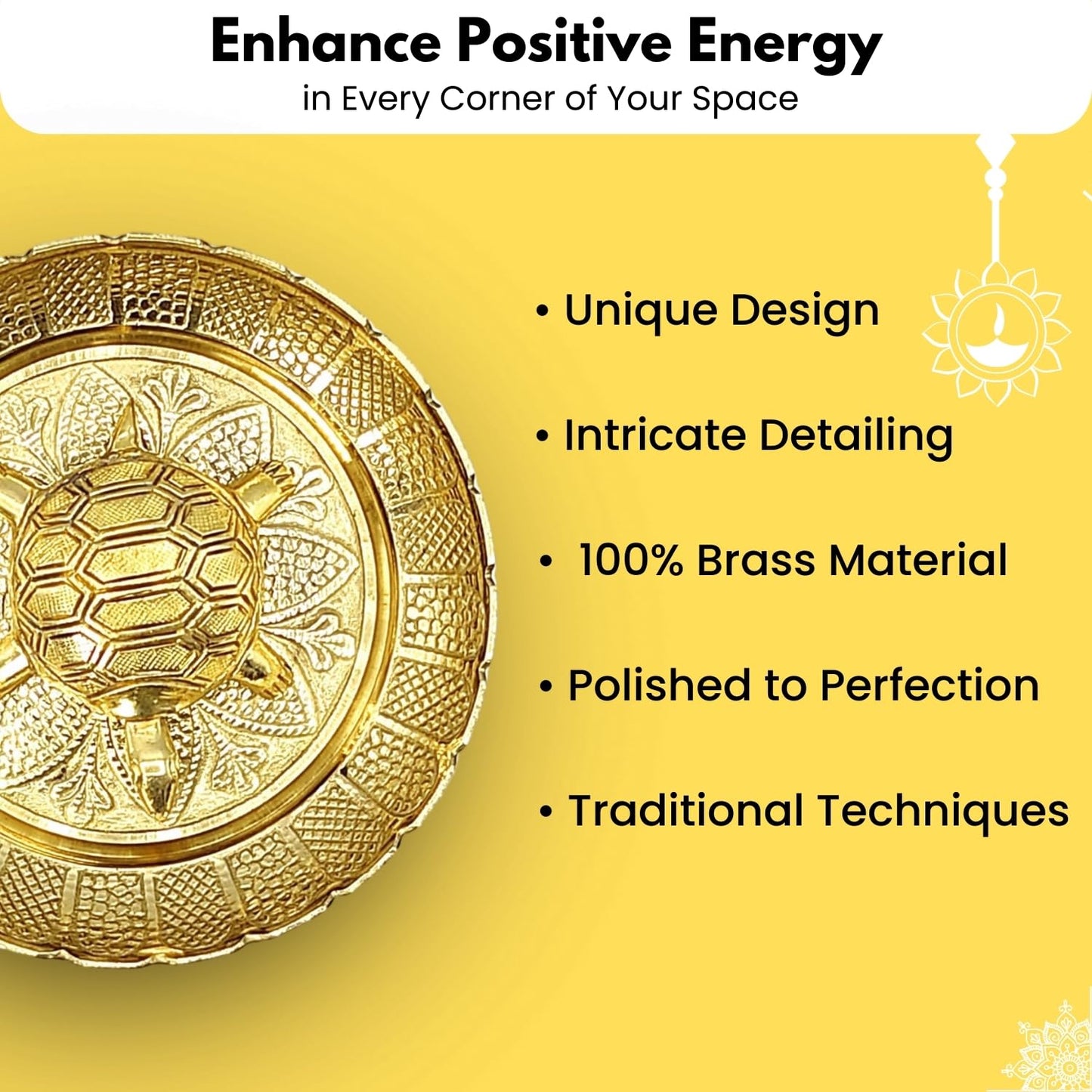 Plus Value Vastu Feng Shui Brass Tortoise with Plate – For Career Opportunities & Good Luck