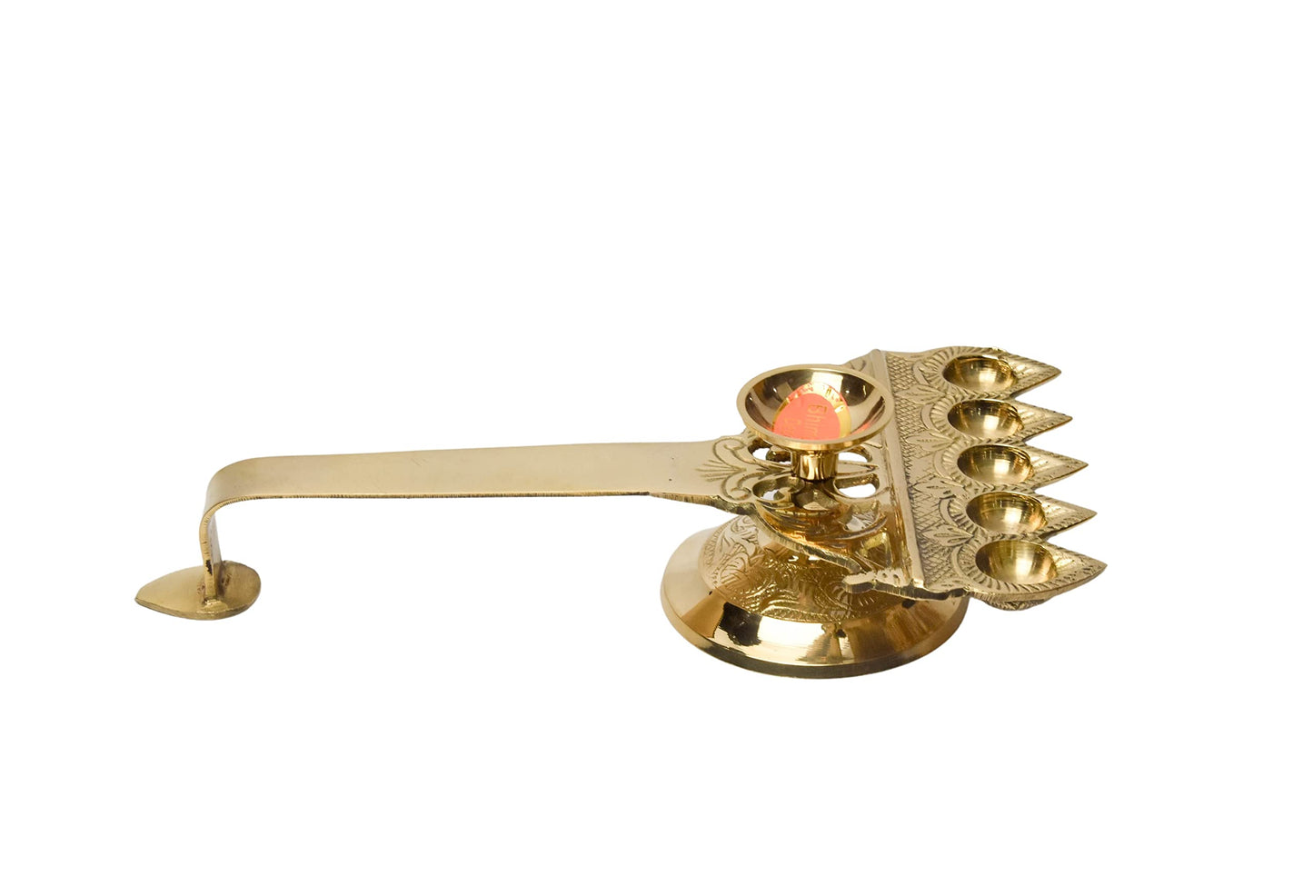 Panchmukhi Brass Diya for Pooja (Bhimonee, 4.5 Inch)