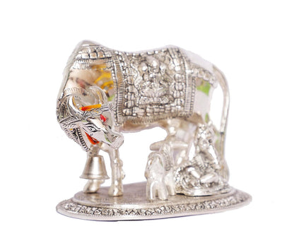 KridayKraft Kamdhenu Cow & Calf with Bal Gopal Krishna Idol – Decorative Spiritual Showpiece for Home & Office
