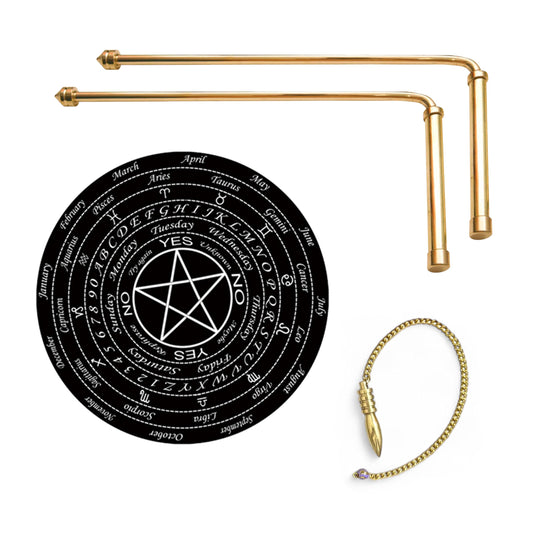 Vastu Vardan Brass Dowsing Rods Set with Board & Pendulum – Energy Checking Tool