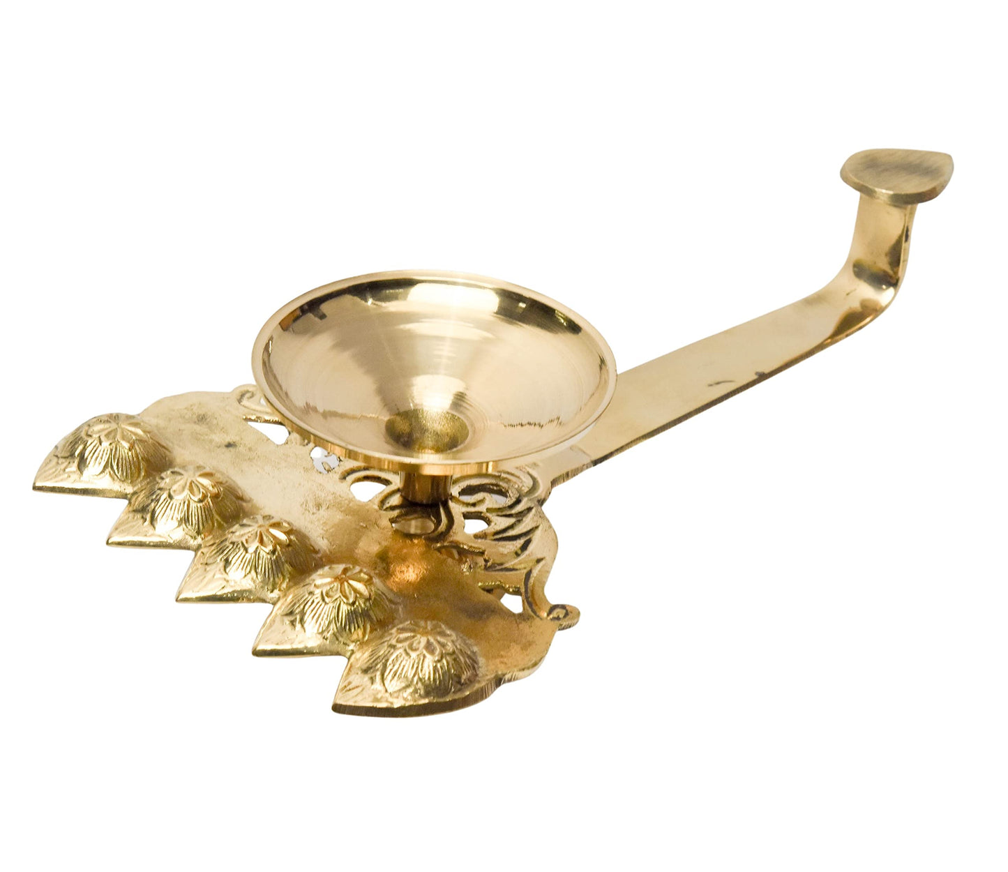 Panchmukhi Brass Diya for Pooja (Bhimonee, 4.5 Inch)