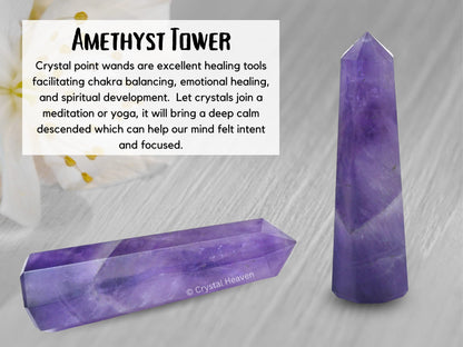 Amethyst Crystal Obelisk for Healing, Clarity & Energy Balance