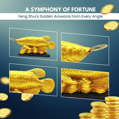 Golden Arowana Fish Statue – Feng Shui Wealth & Vastu Symbol