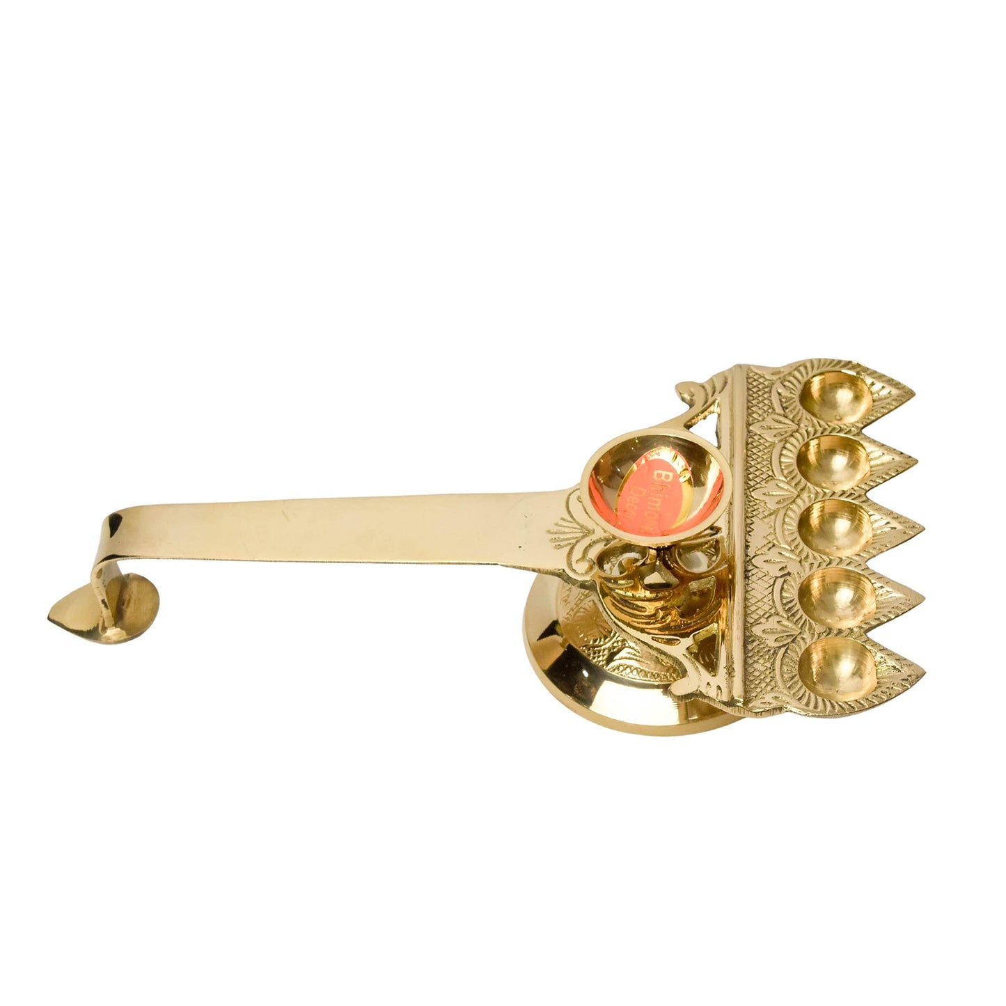 Panchmukhi Brass Diya for Pooja (Bhimonee, 4.5 Inch)