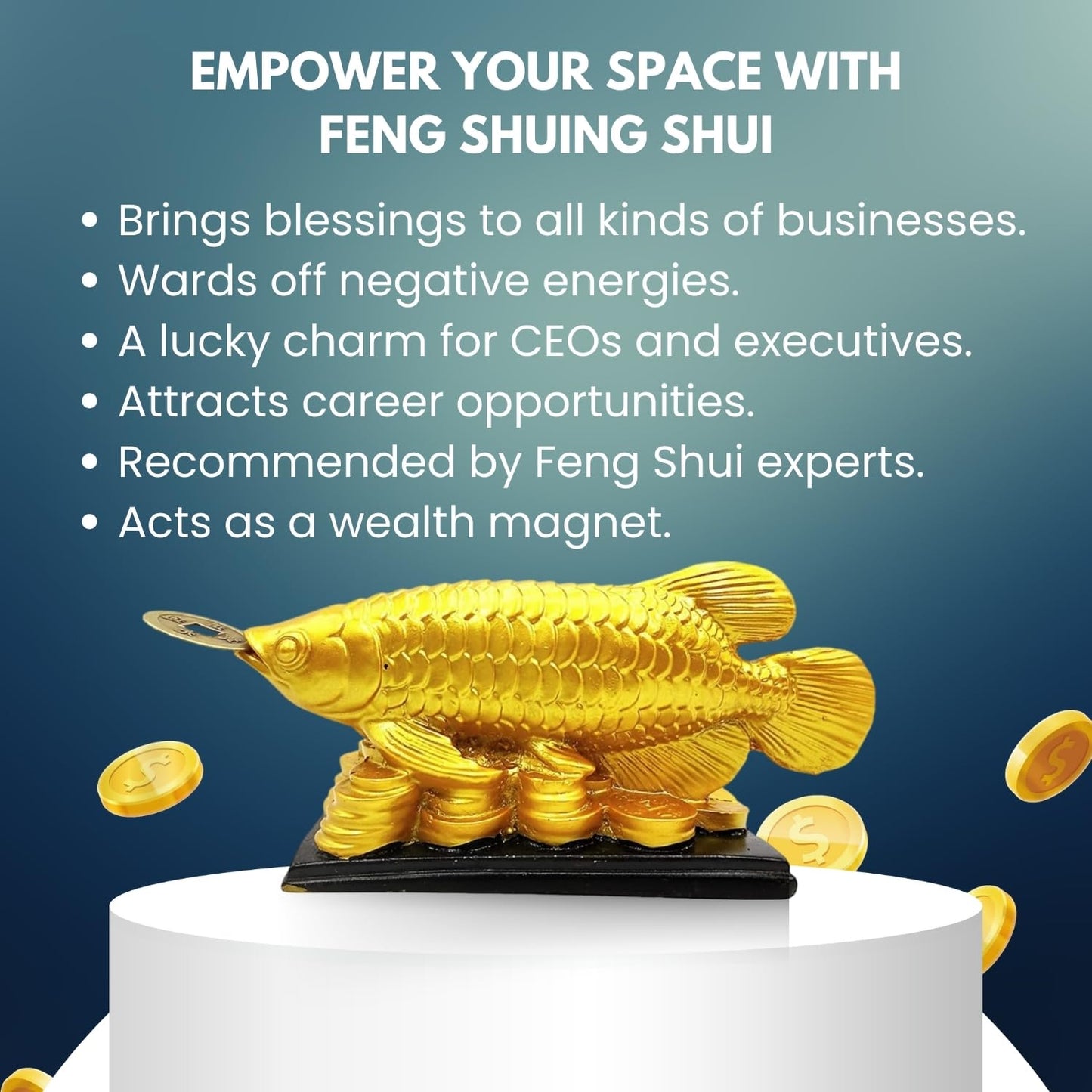 Golden Arowana Fish Statue – Feng Shui Wealth & Vastu Symbol