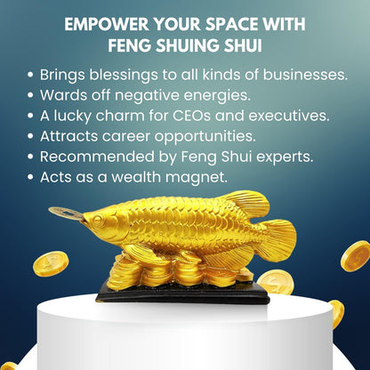 Golden Arowana Fish Statue – Feng Shui Wealth & Vastu Symbol