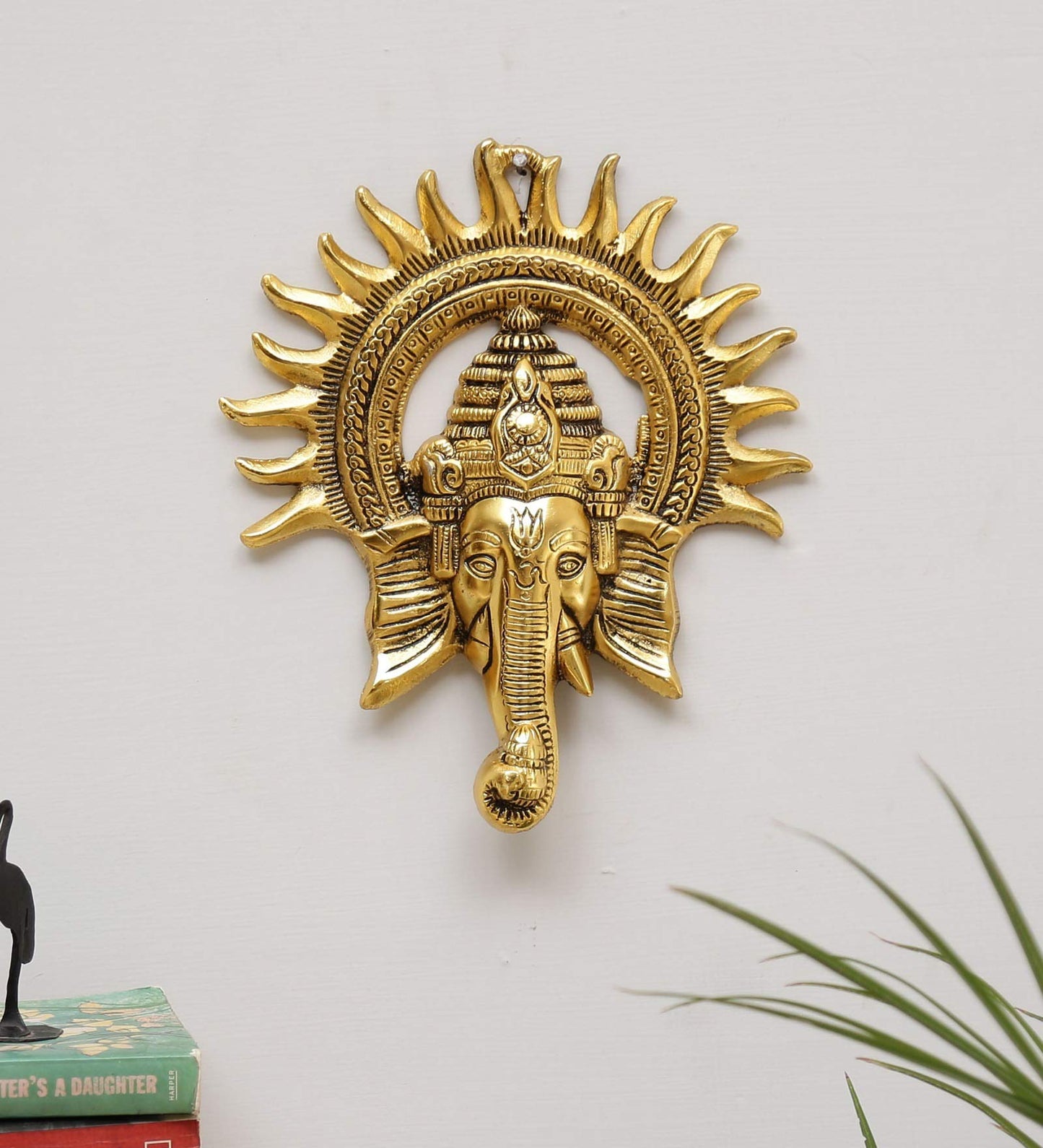 KridayKraft Metal Ganesha Ji Wall Hanging – Ganpati Sculpture for Home & Office Decor