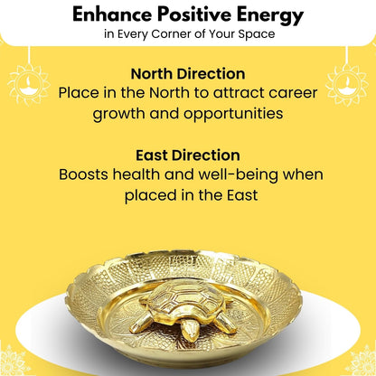 Plus Value Vastu Feng Shui Brass Tortoise with Plate – For Career Opportunities & Good Luck