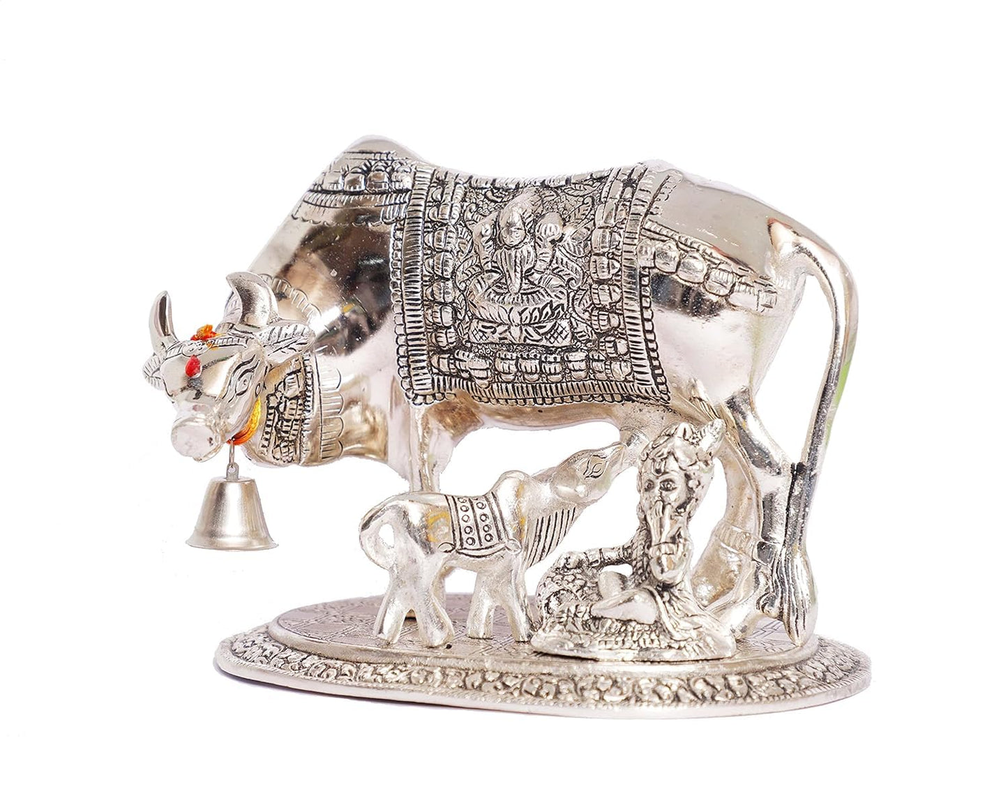 KridayKraft Kamdhenu Cow & Calf with Bal Gopal Krishna Idol – Decorative Spiritual Showpiece for Home & Office