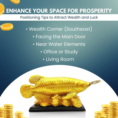 Golden Arowana Fish Statue – Feng Shui Wealth & Vastu Symbol