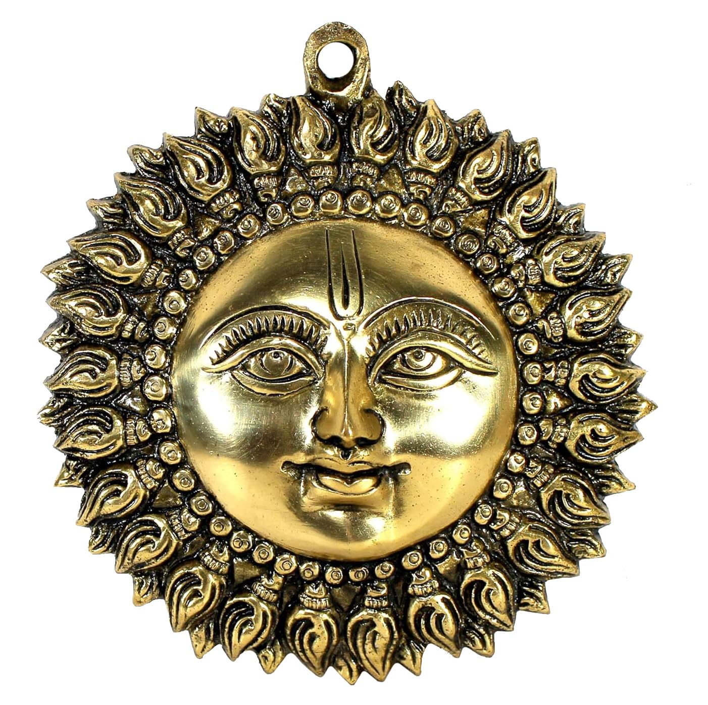 StonKraft Brass Wall Hanging Sun Face Idol | Surya Dev Bhagwan Metal Wall Decor | Art Sculpture for Home & Office Decor for Positivity, House Warming Gift – 6.25 Inches, Golden