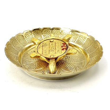 Plus Value Vastu Feng Shui Brass Tortoise with Plate – For Career Opportunities & Good Luck