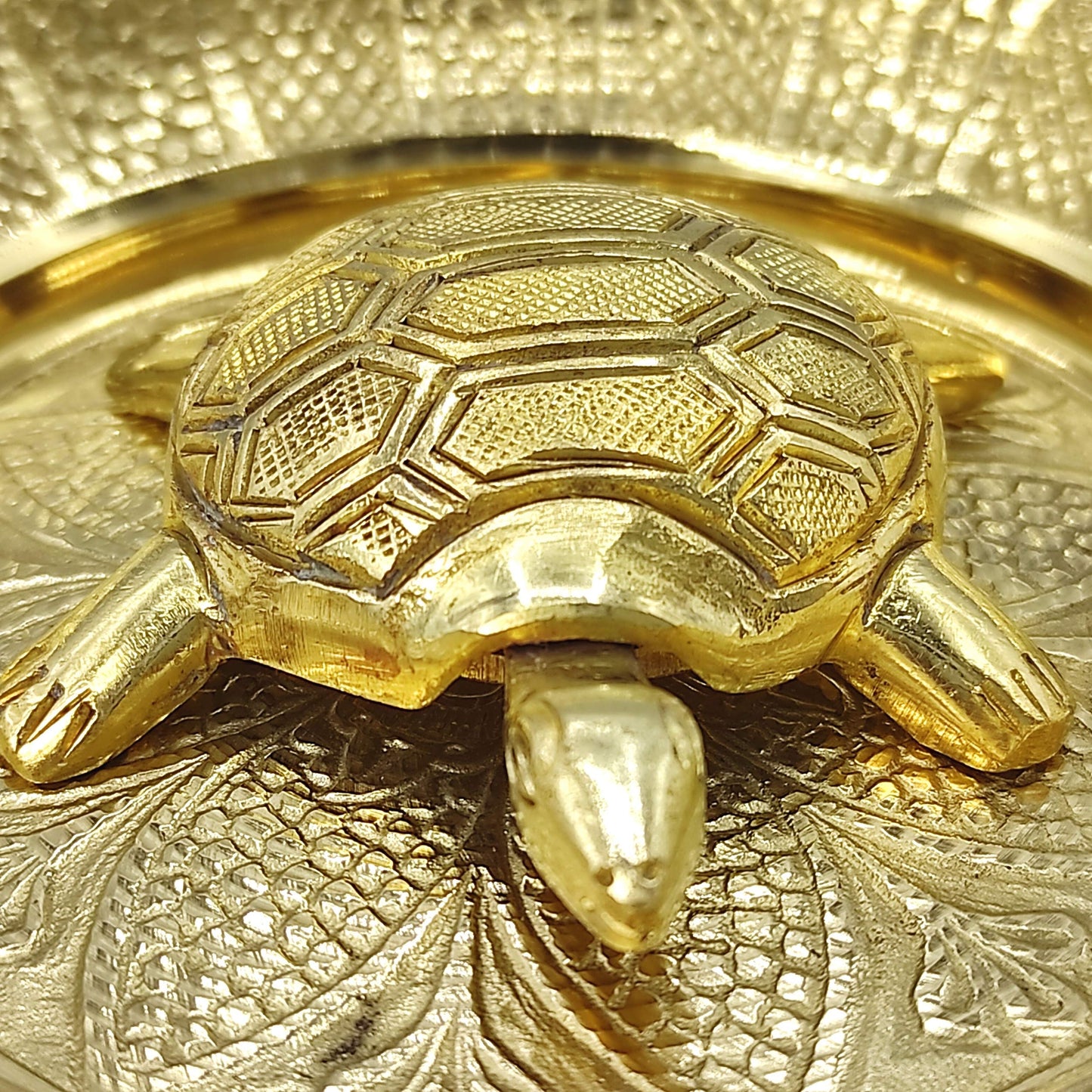 Plus Value Vastu Feng Shui Brass Tortoise with Plate – For Career Opportunities & Good Luck