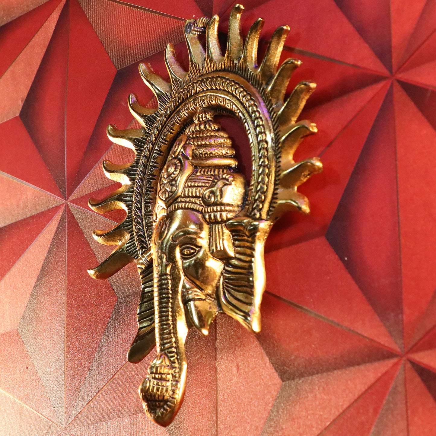 KridayKraft Metal Ganesha Ji Wall Hanging – Ganpati Sculpture for Home & Office Decor