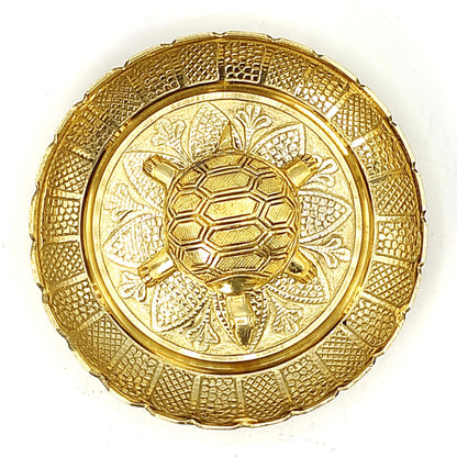 Plus Value Vastu Feng Shui Brass Tortoise with Plate – For Career Opportunities & Good Luck
