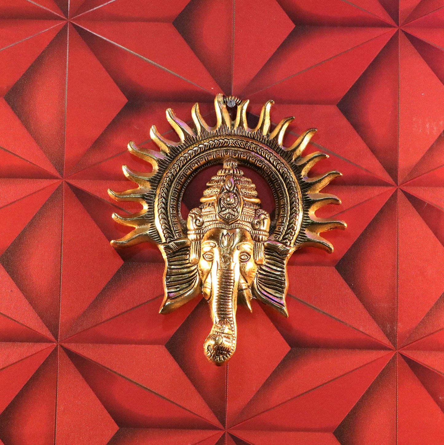 KridayKraft Metal Ganesha Ji Wall Hanging – Ganpati Sculpture for Home & Office Decor