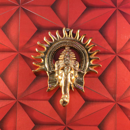 KridayKraft Metal Ganesha Ji Wall Hanging – Ganpati Sculpture for Home & Office Decor