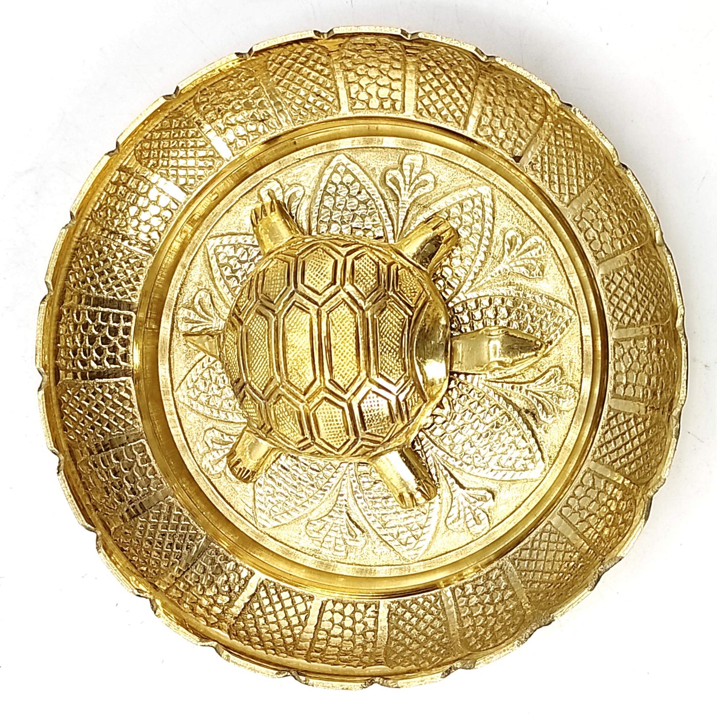 Plus Value Vastu Feng Shui Brass Tortoise with Plate – For Career Opportunities & Good Luck