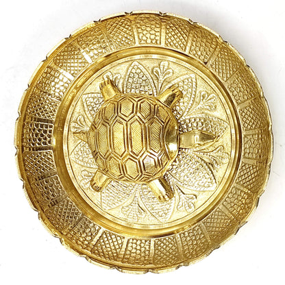 Plus Value Vastu Feng Shui Brass Tortoise with Plate – For Career Opportunities & Good Luck